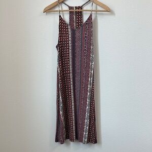 Rachel Zoe Red Black Geometric Print Racerback Mini Slip Dress Hippie Boho Sz M